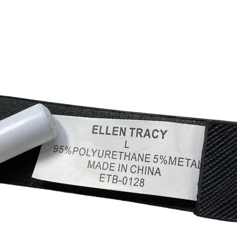 NWT Ellen Tracy Set of 2 Leather Belts Silver Buckle Detail Size Large Black Red